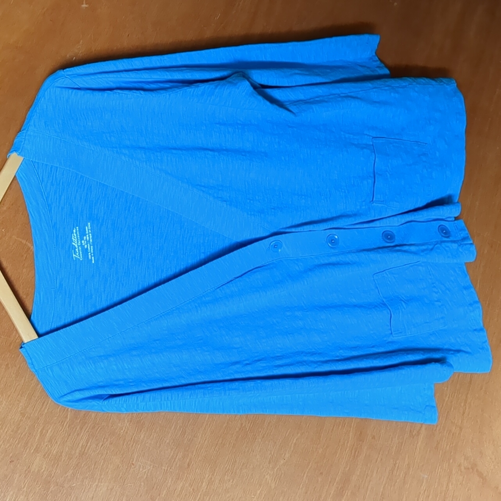 Tradition Country Collection azure blue cotton jersey open cardigan 14/16